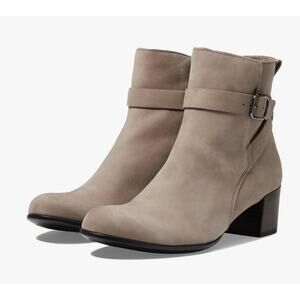 Ecco Dress Classic 35 mm Buckle Ankle Boots 9.5 Taupe NWOT Gray Beige Booties